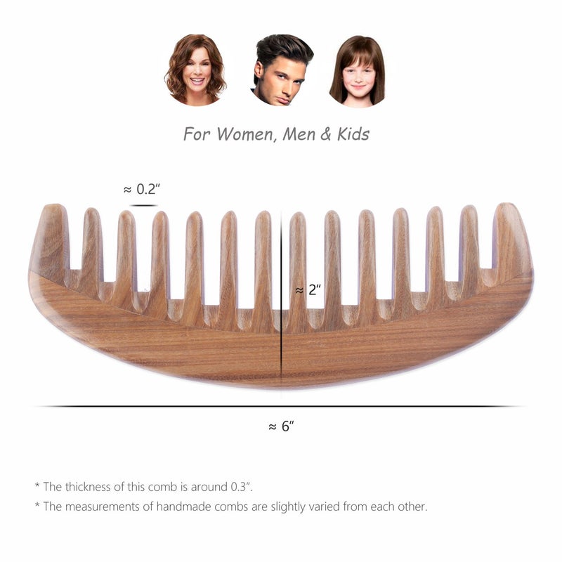 Breezelike Wide Tooth Hair Comb - Natural Detangling Wooden Comb for Curly Hair - No Static Sandalwood Comb for Women and Men - Image 4